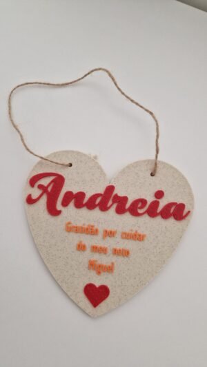 Placa em Coração com Mensagem