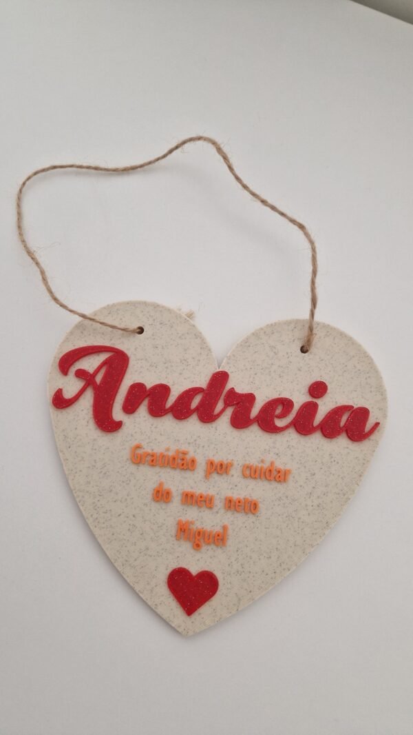Placa em Coração com Mensagem